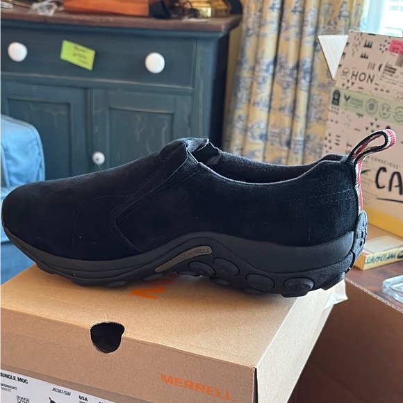 NIB Men’s Merrell Jungle Moc Midnight Black Slip-On Shoes 12W - Picture 4 of 6